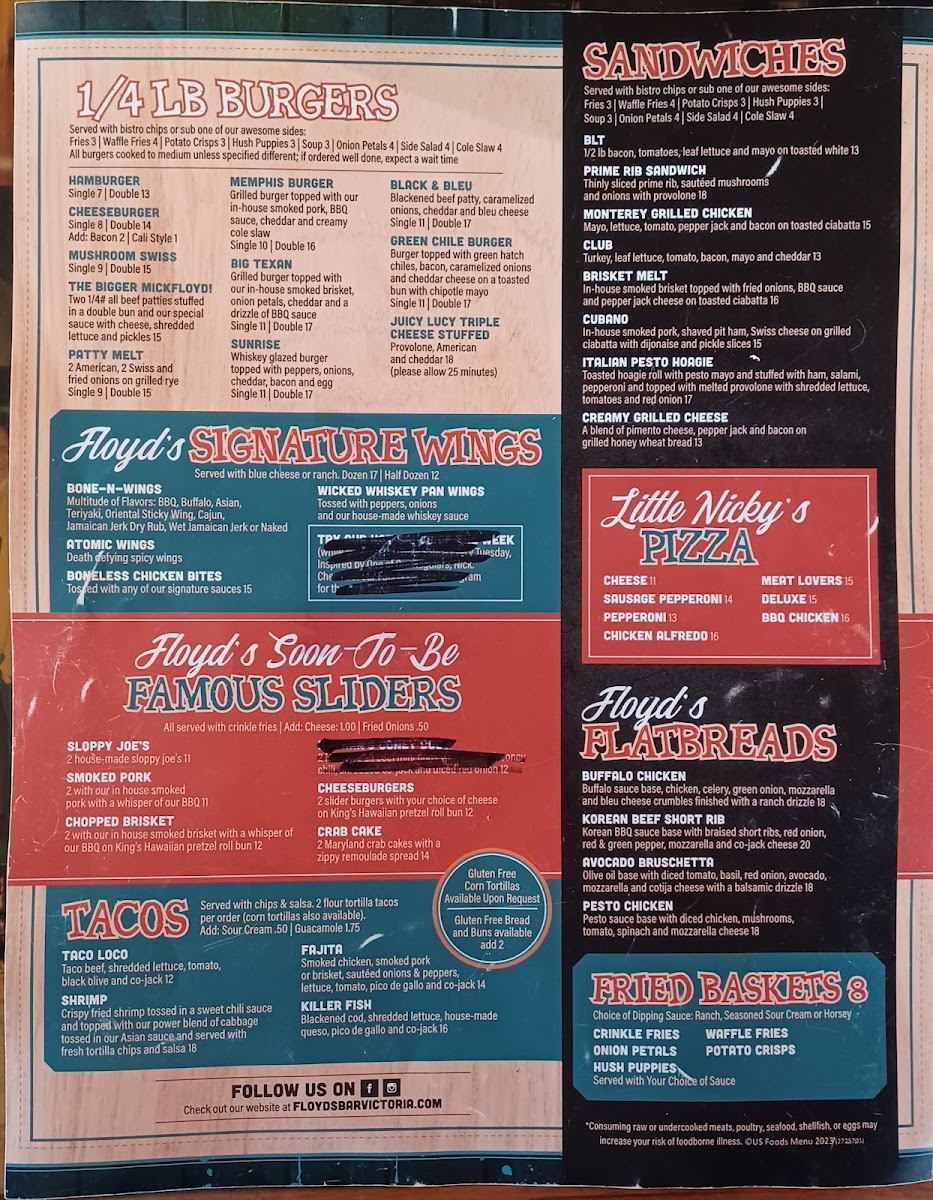 Floyd's Bar Menu - Image 2